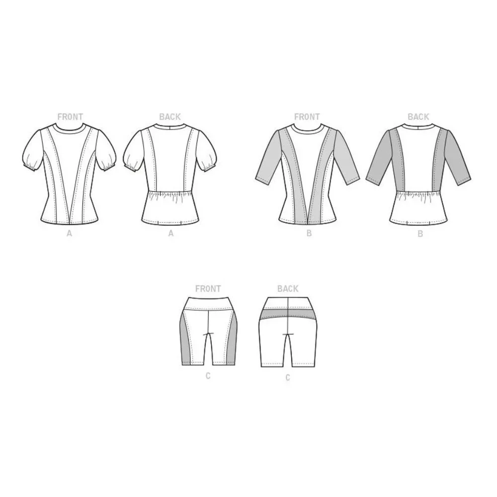 McCalls M8208 Misses Stretch Fit Sewing Pattern‎ Tops Shorts Sizes 16-24
